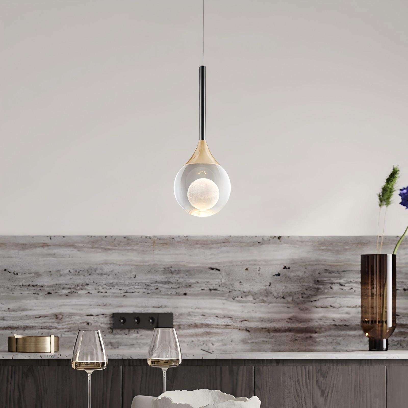 Moon Clear Glass Ball Pendant Light K787