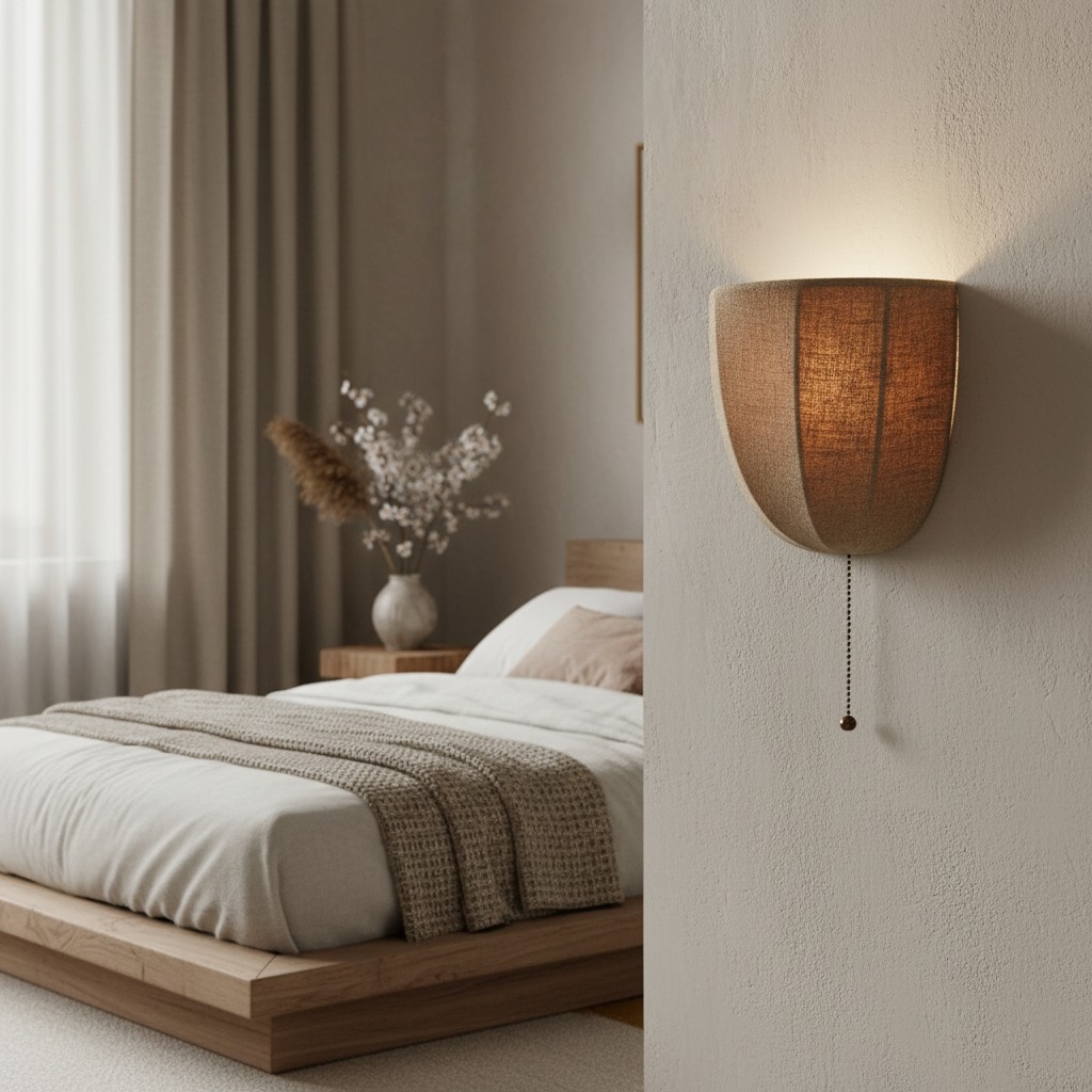 Fablune Modern Linen Wall Lamp - Decorative Wall Sconce for Bedroom and Hallway K2352