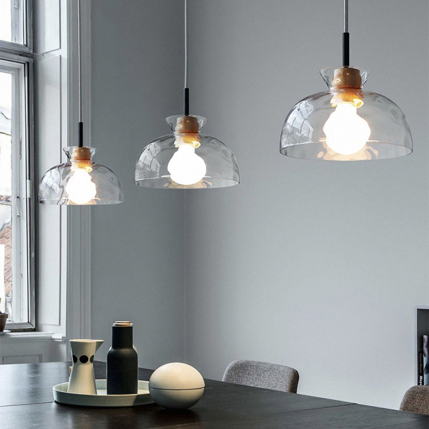 Wavy Glass Pendant Light - Ripple Glass Pendant Light for Dining Room K610