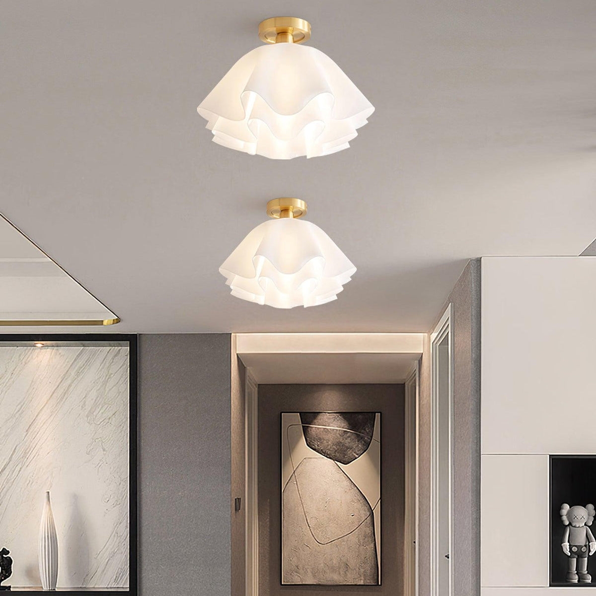 Lustra Pleated Retro Brass Acrylic Ceiling Light D959