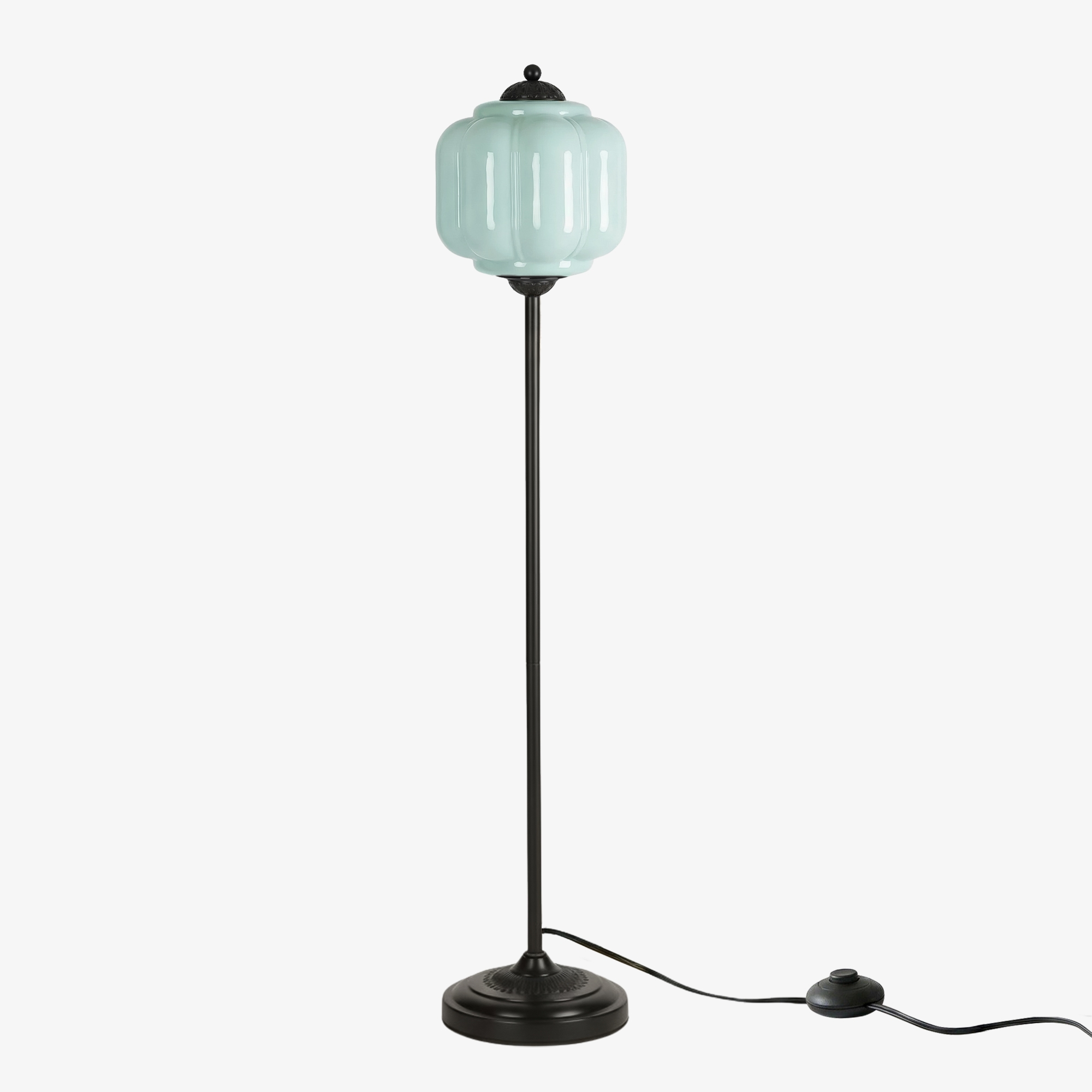 Eloise Handcrafted Retro Glass Floor Lamp - Lantern Form Floor Light for Reading Corners K2345
