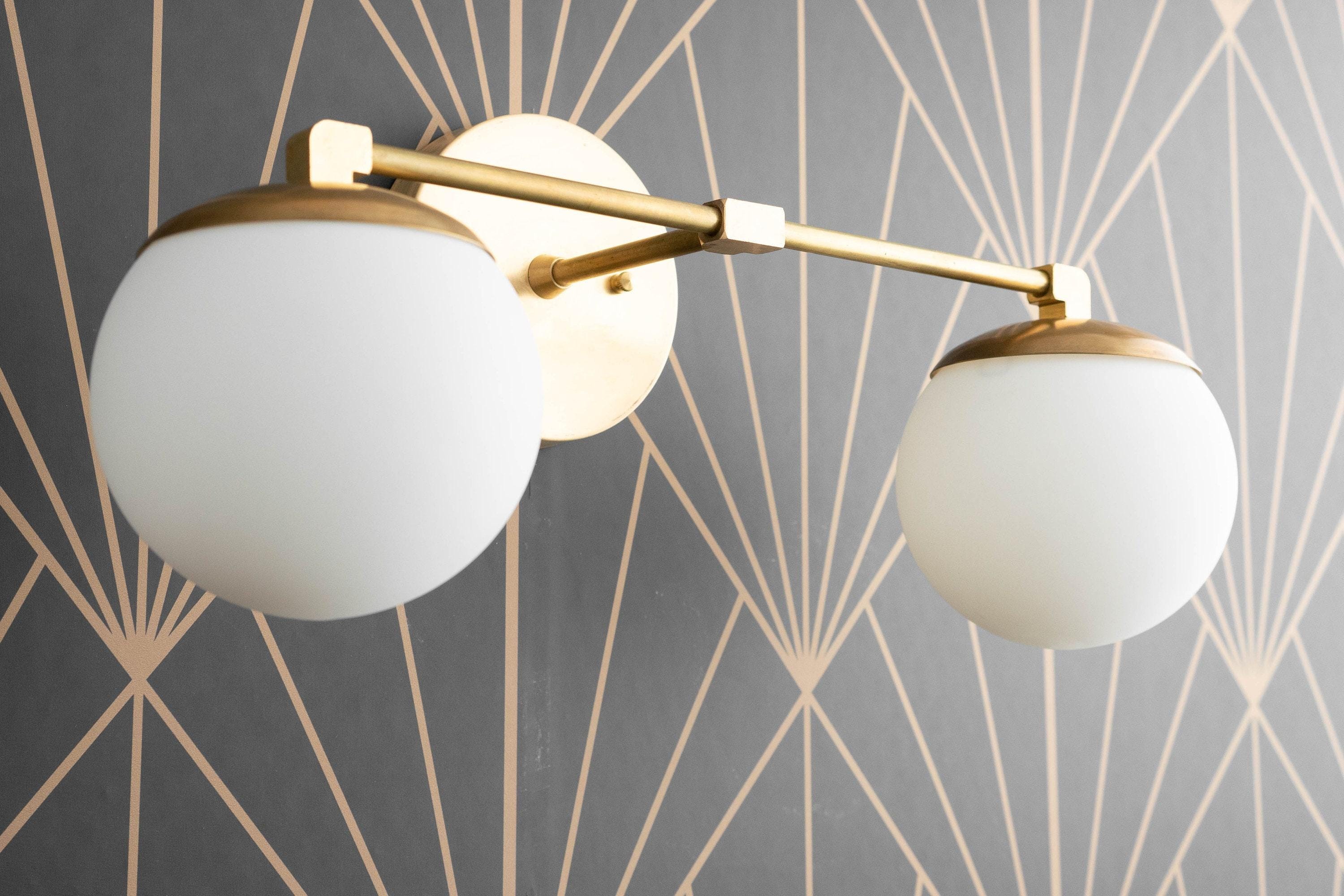 Glorica Glass Vanity Light - Art Deco Brass Wall Globe Fixture Modern K1521