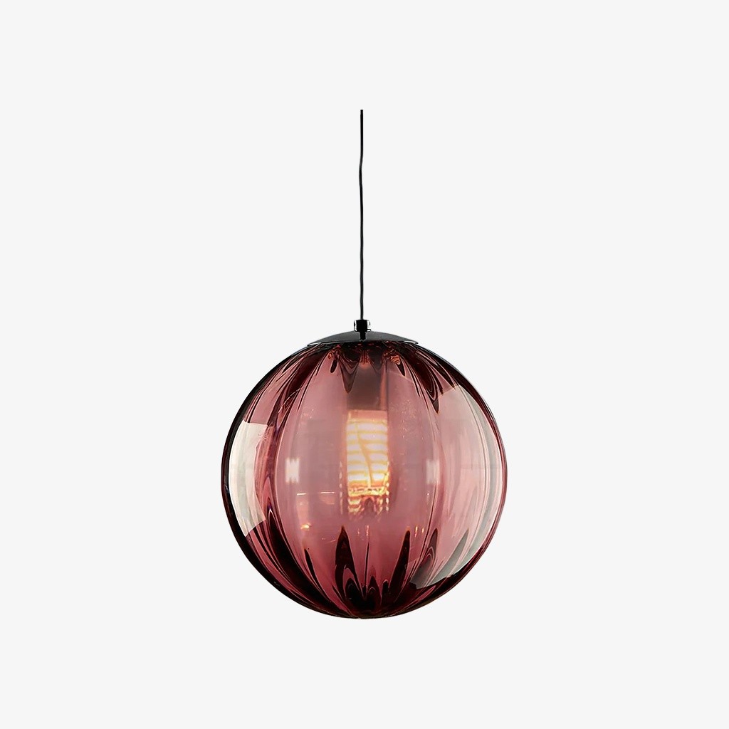 Lunorie Metal and Glass Globe Pendant Light for Dining Area Kitchen Island K2147
