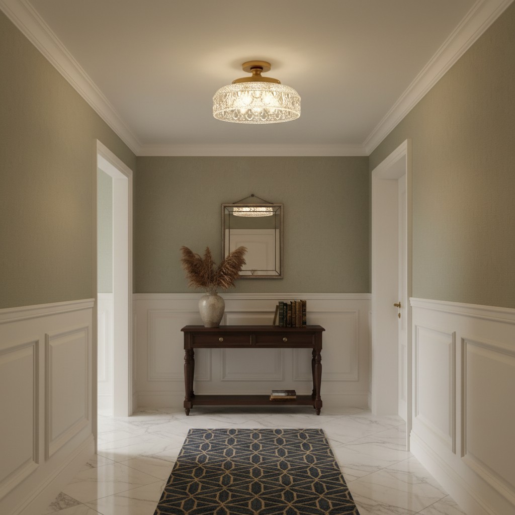 Zenarivo Elegant Floral Glass Ceiling Light - Transitional Ceiling Lamp for Dining Area K2251