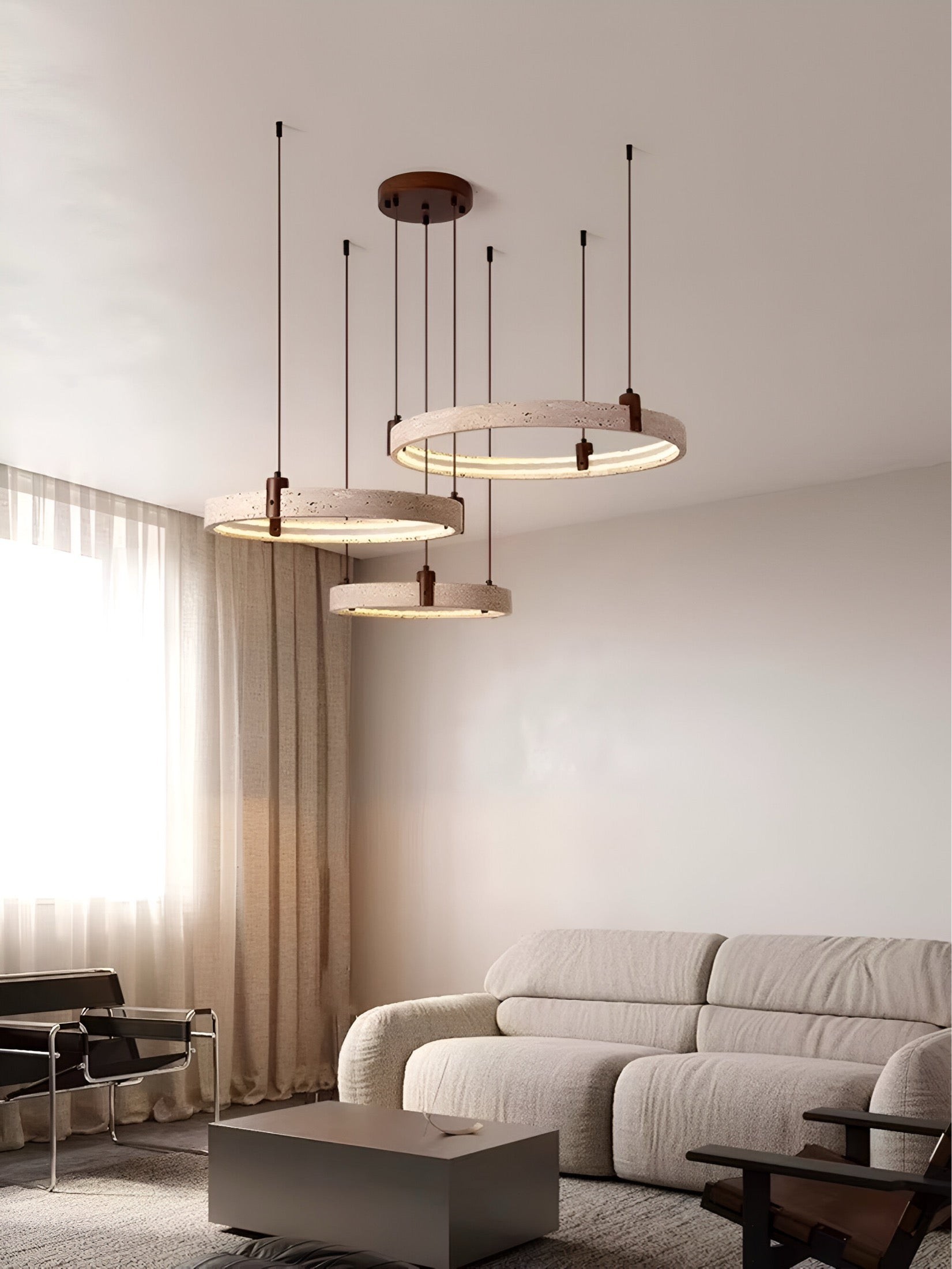 Simple Circular Travertine Pendant Lamp K842