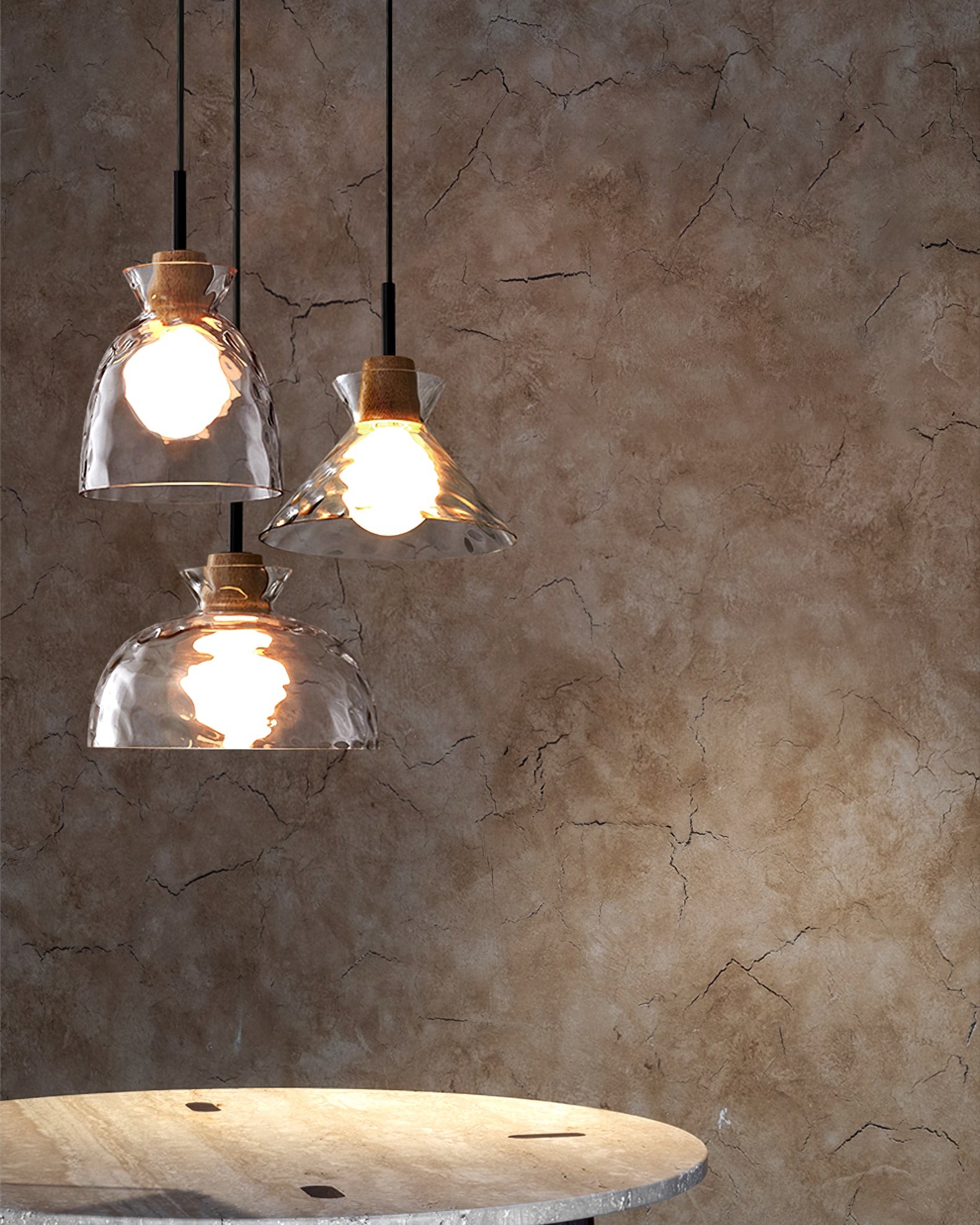 Wavy Glass Pendant Light - Ripple Glass Pendant Light for Dining Room K610