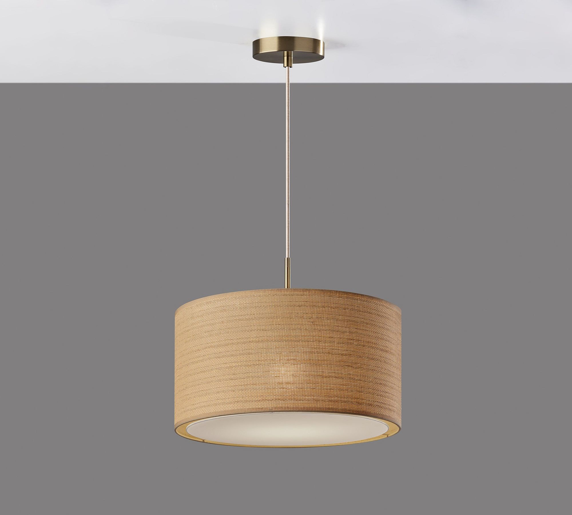 Dumora Fabric Drum Shade Pendant Light - Linen Design Hanging Light K1419
