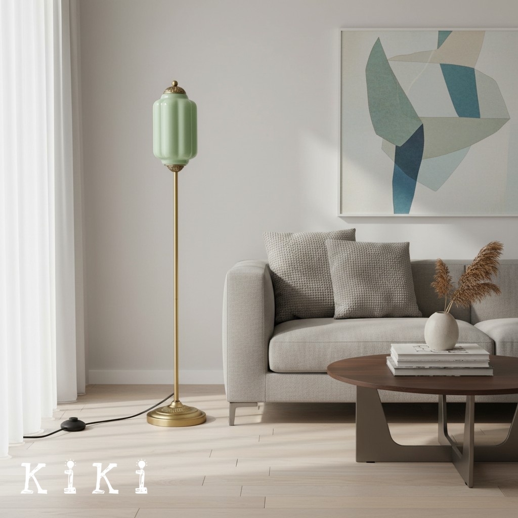 Eloise Handcrafted Retro Glass Floor Lamp - Lantern Form Floor Light for Reading Corners K2345