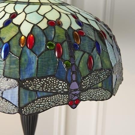 TF Dragonfly Motif Floor Lamp - Vintage Stained-Glass for Living Rooms K1903