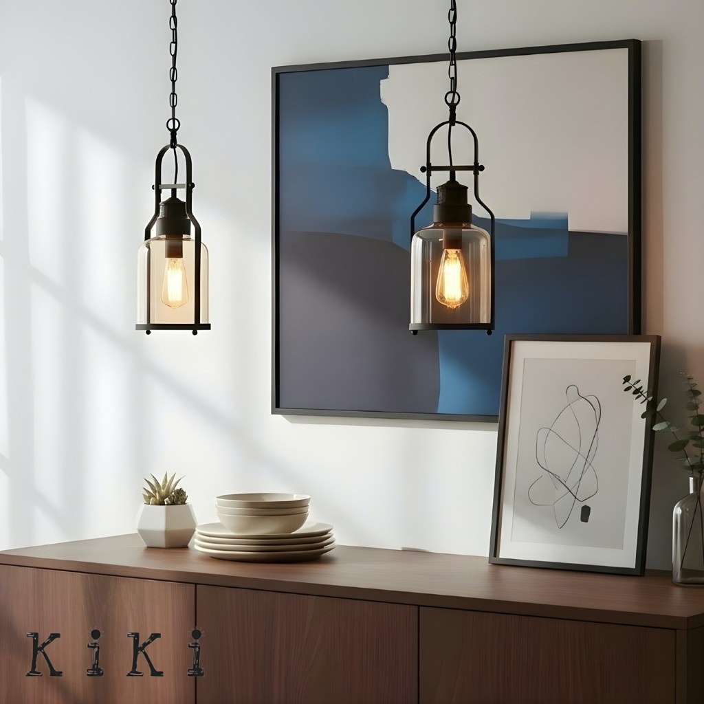 Lirra Retro Glass and Metal Hanging Lamp - Industrial Design for Dining K2234