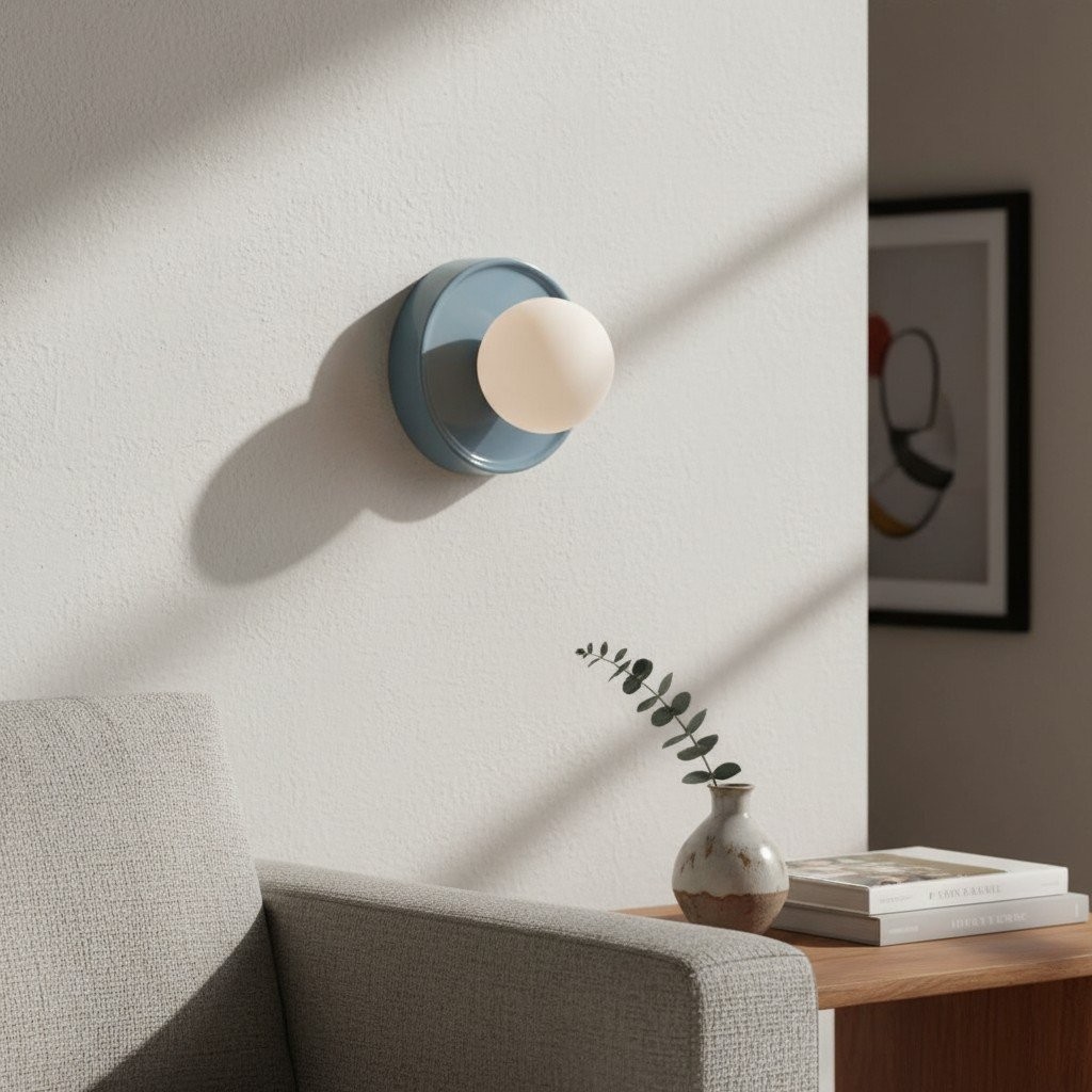 Solna Frosted Globe Glass Wall Sconce - Minimalist Round Ceramic Socnce for Bedrooms and Hallways K1700