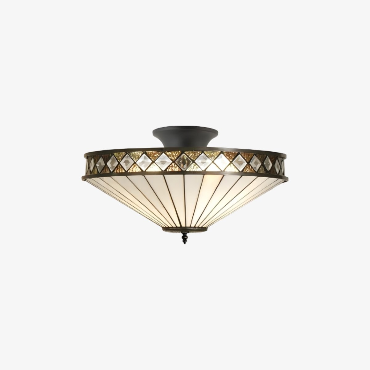 TF Fargo Semi-Flush Ceiling Lamp - A Classic Deco Light with a Decorative Glass Shade for Multi room Use K1964