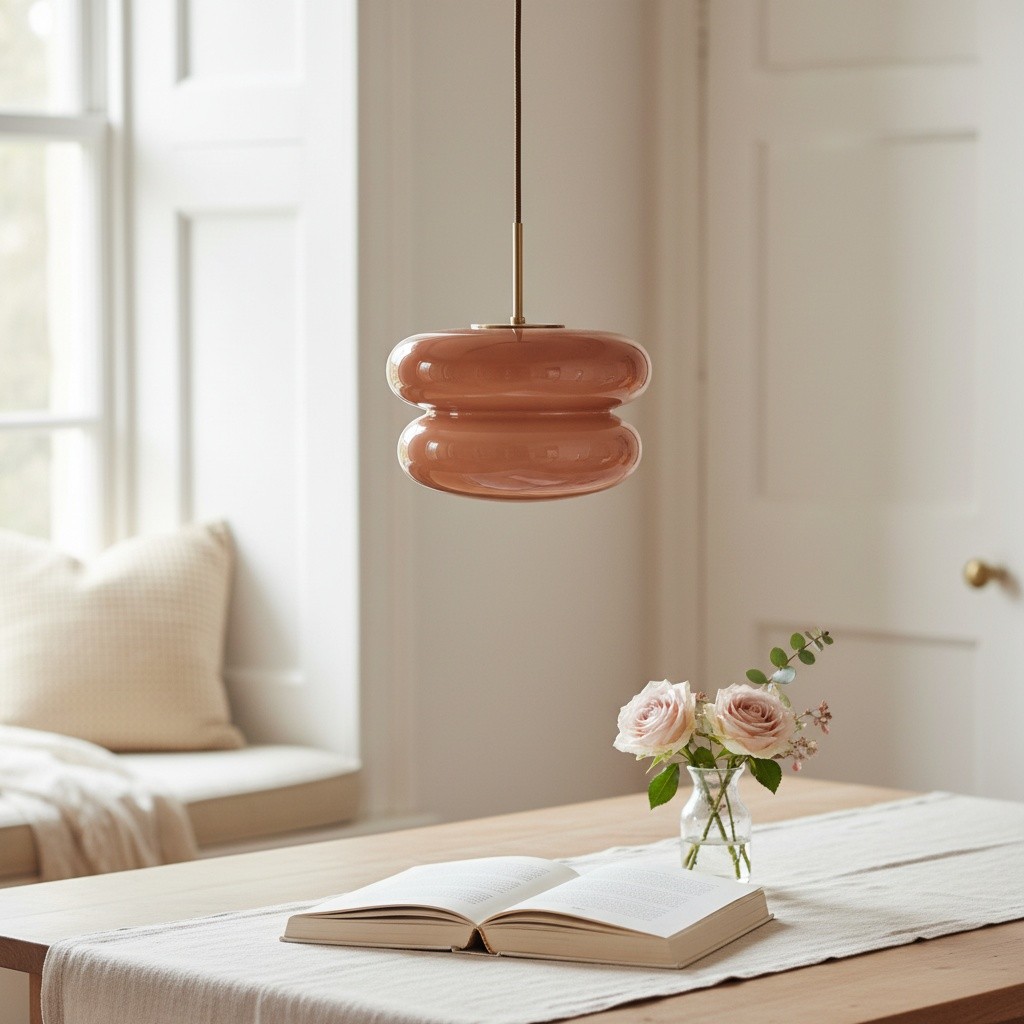 Orra Modern Opal Shade Pendant Lamp – Minimalist Glass Hanging Light For Kitchen or Bedroom K1427