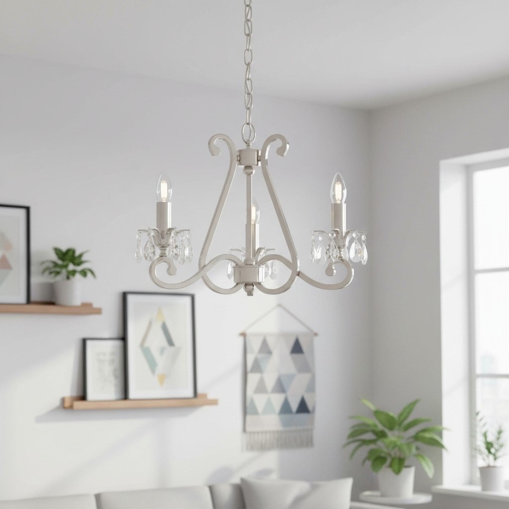 Talonis Crystal Chandelier - Traditional Candle-Style Brass and Nickel for Living Room and Dining Room K1930
