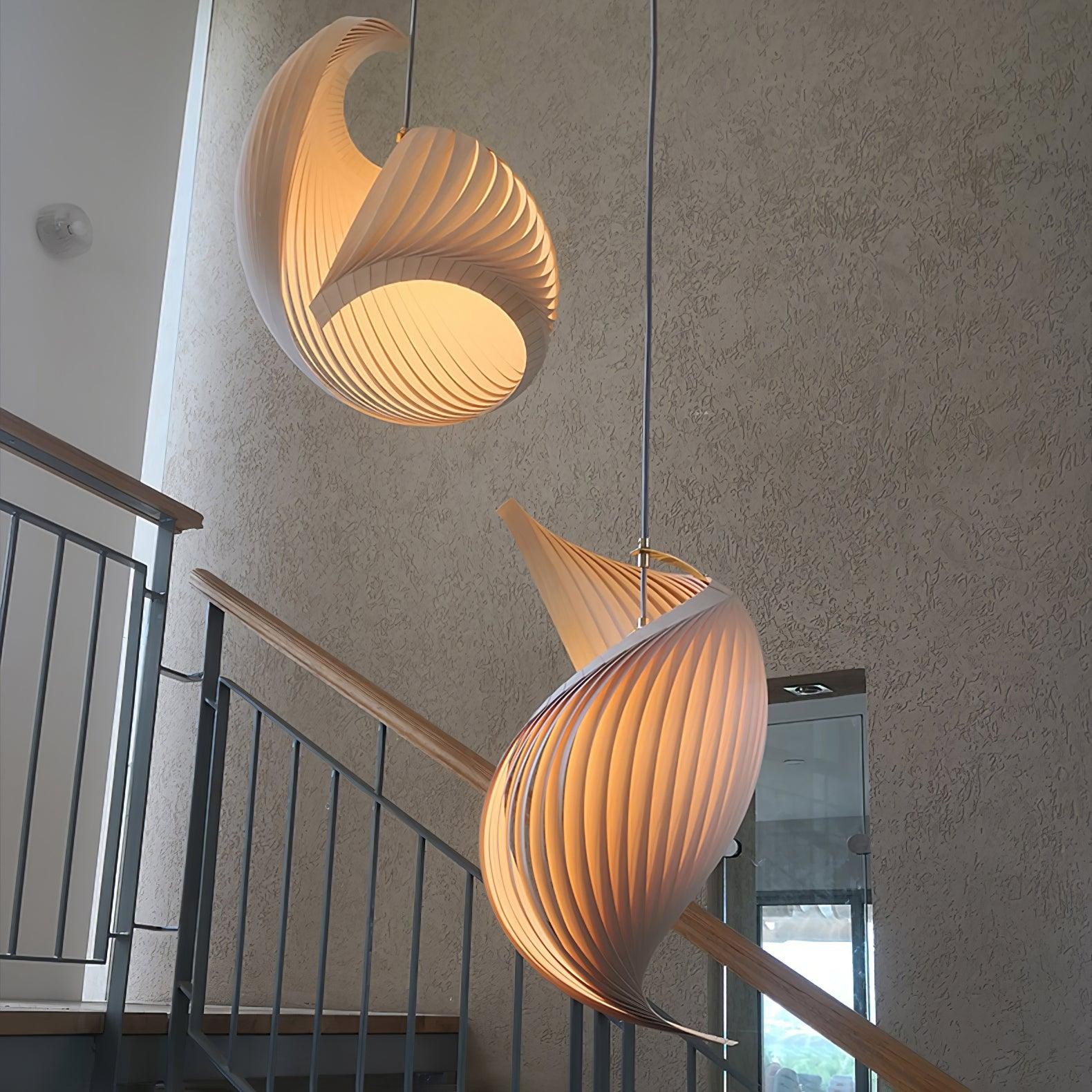 Nautilus Wing Wood Veneer Pendant Light
