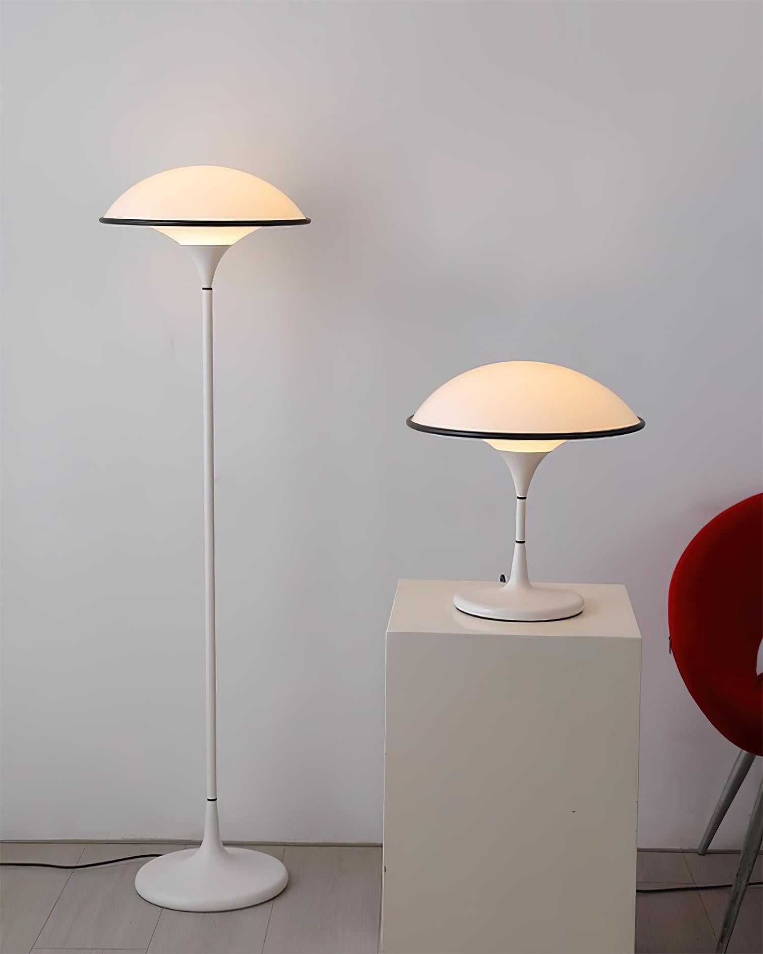 Danish Retro White Flying Saucer Floor Lamp K393