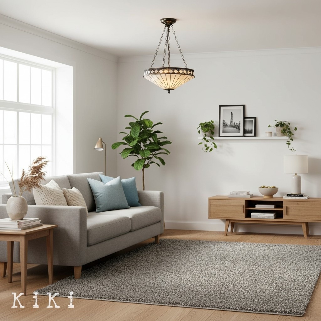 TF Fargo Adjustable Pendant Light with Stained Glass Inspired Inverted Shade for Island and Dining K1950