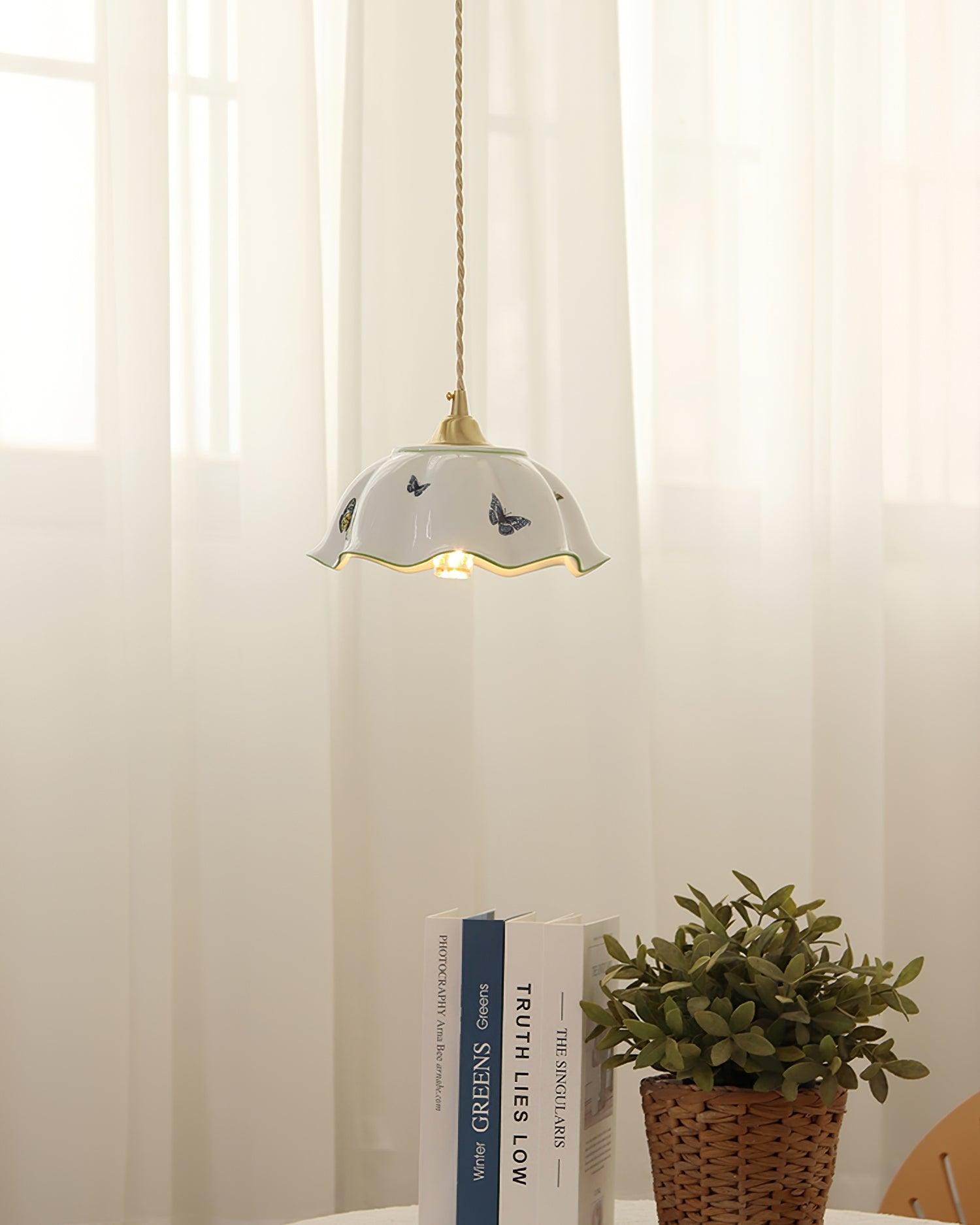 Retro Cream Style Ceramic Pendant Lamp K857