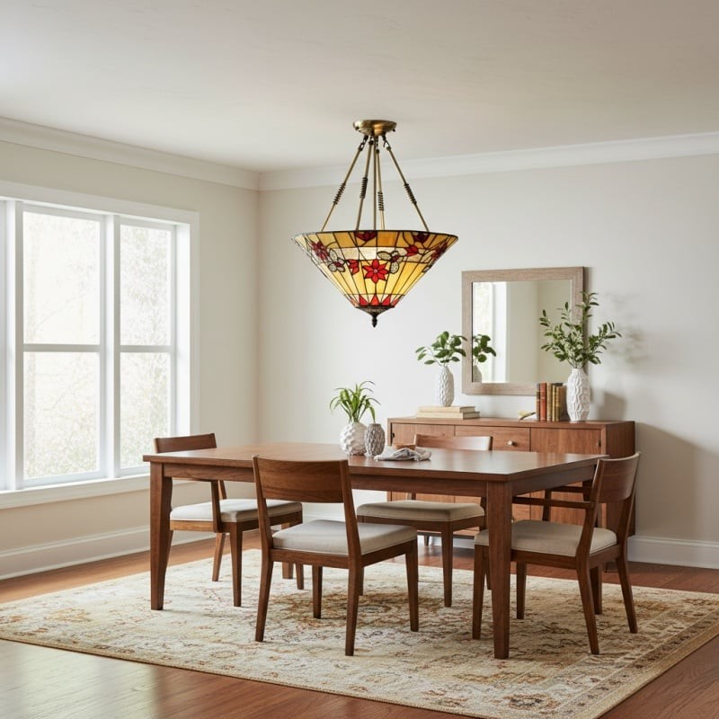 TF Butterfly Pendant Light - Stained Glass Pendant in Art Nouveau Style K1899