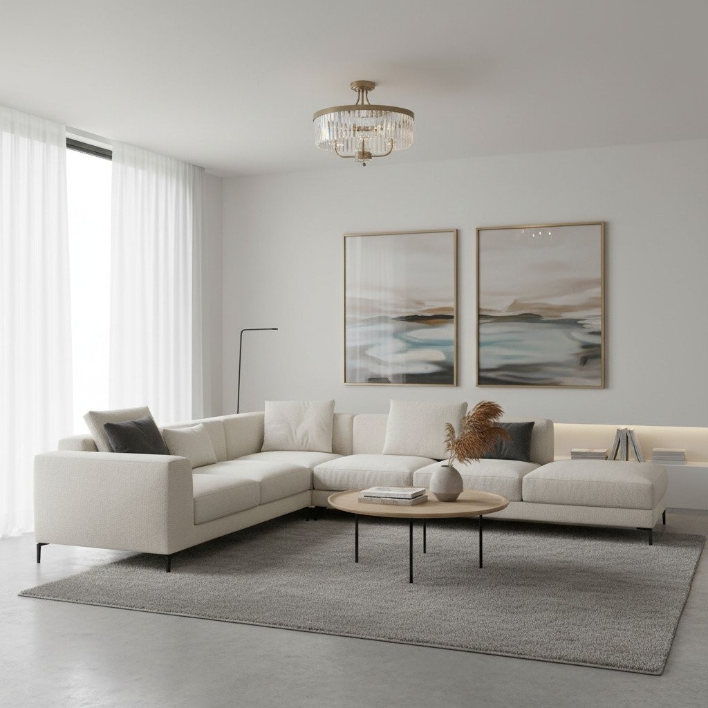 Beveline 3 Light Round Semi Flush - Faceted Cut Glass Shade Metal Finish for Hallways and Bedrooms K1849