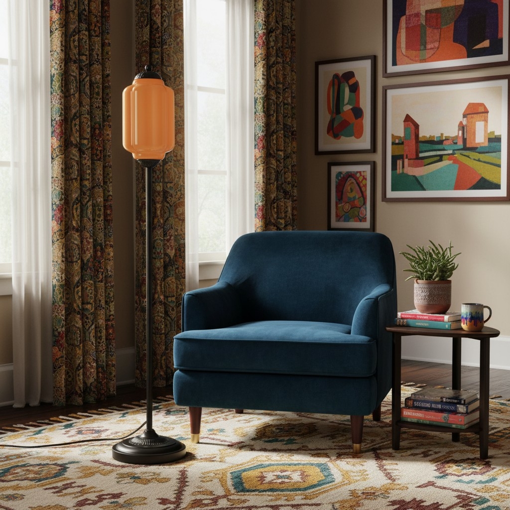 Eloise Handcrafted Retro Glass Floor Lamp - Lantern Form Floor Light for Reading Corners K2345