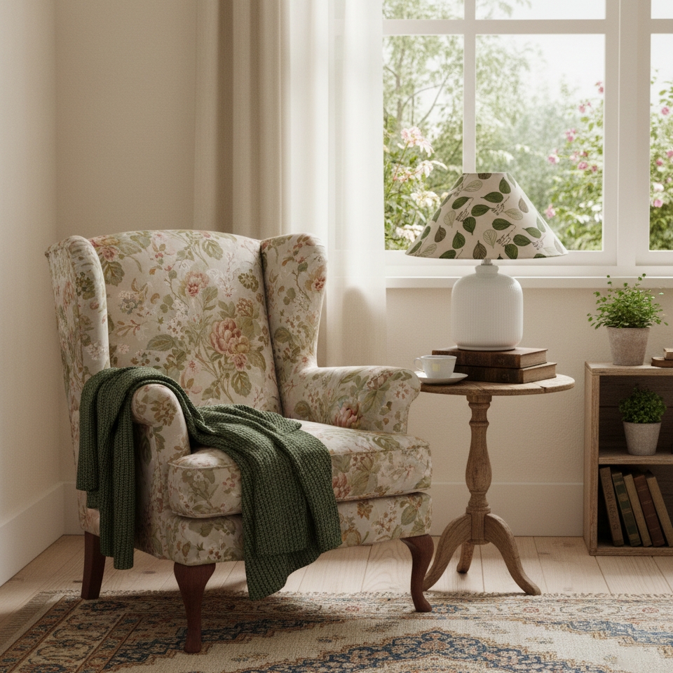 Evergreen Floral Table Lamp D327