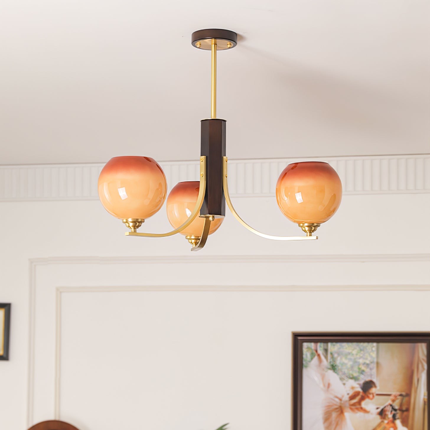 Vintage Caramel Globe Chandelier K751