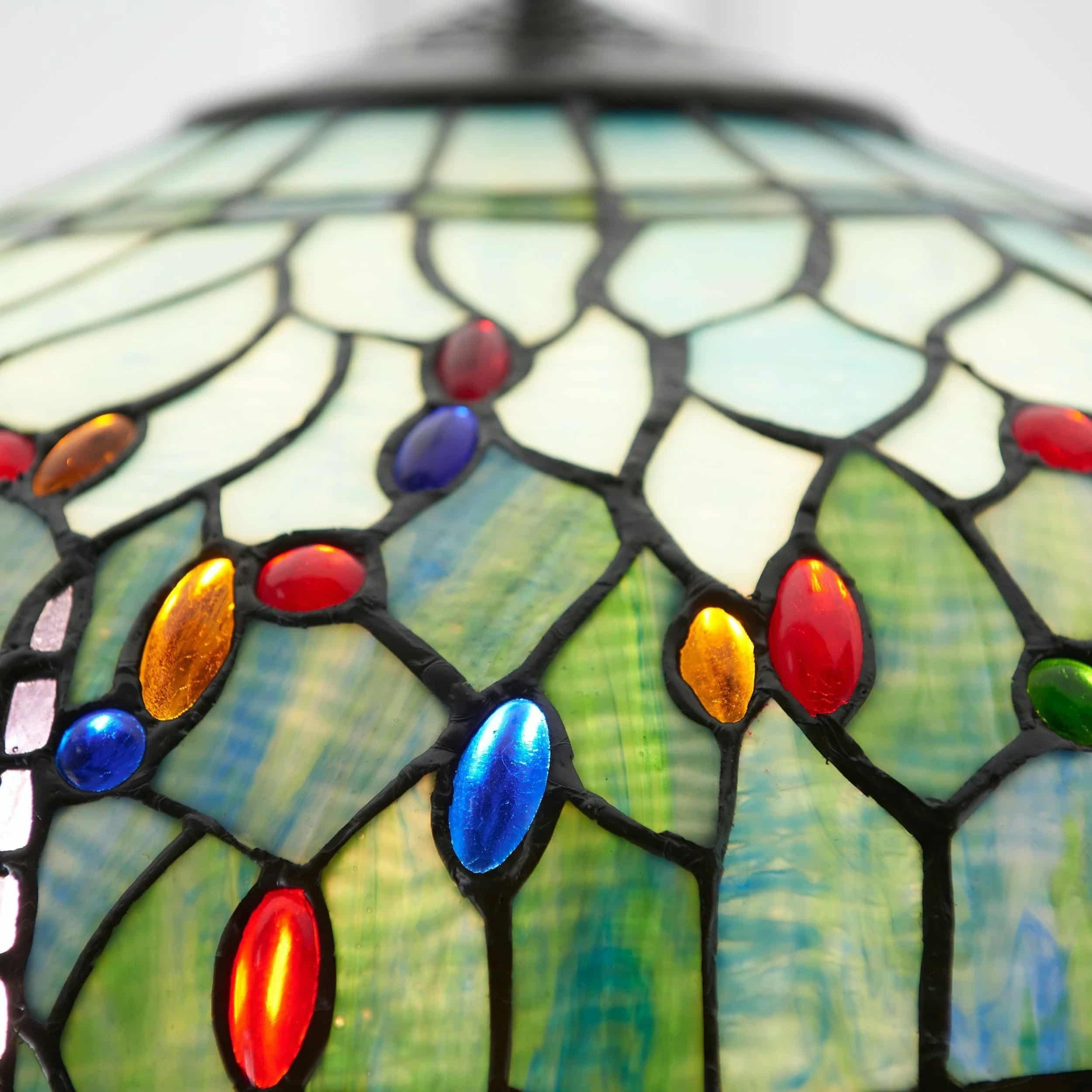 TF Dragonfly Tiffany Pendant Light - Art Nouveau Stained Glass Pendant for Living K1816