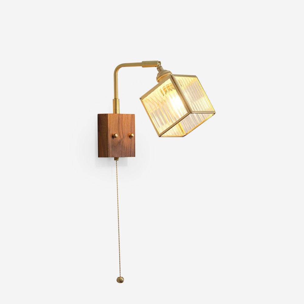 Square Glass Adjustable Wooden Wall Lamp K541