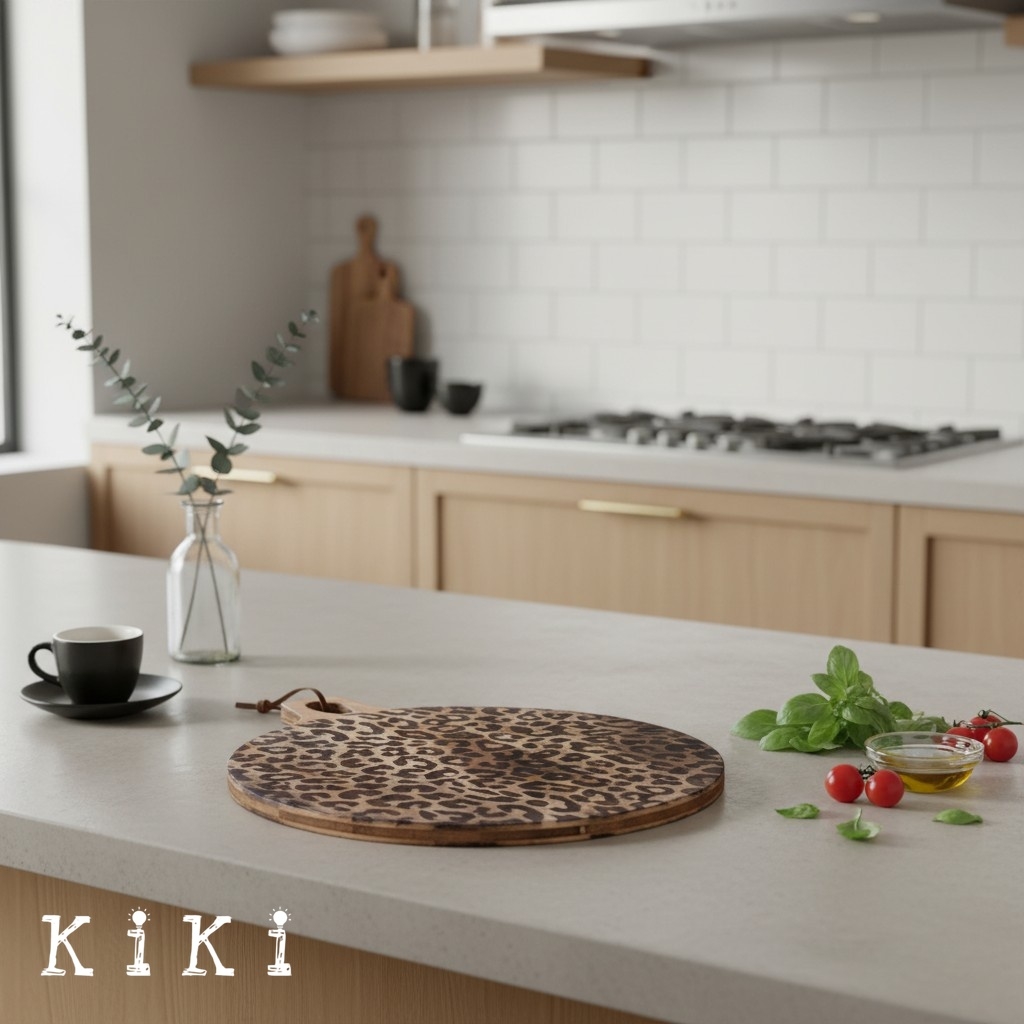 Lepwood Leopard Print Wooden Serving Board for Kitchen Styling and Entertaining K2346