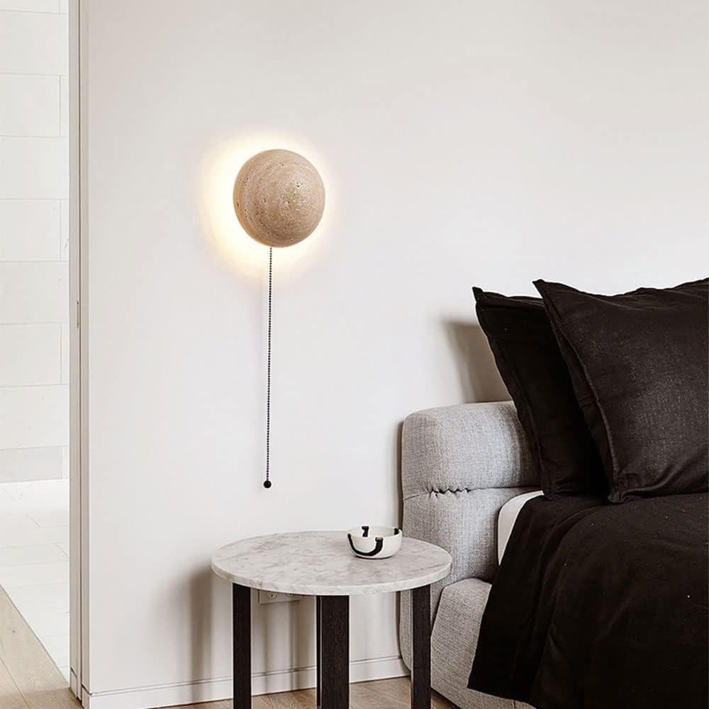 Amber Loft Travertine Round Sconce Wall Light D885