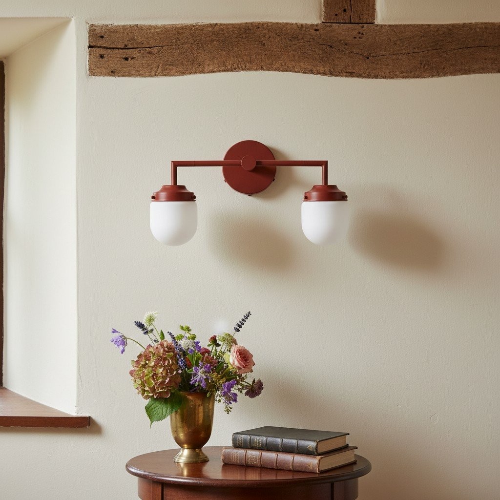 Opalume Double Glass Vanity Light - Retro Industrial Bathroom Wall Lamp K1424