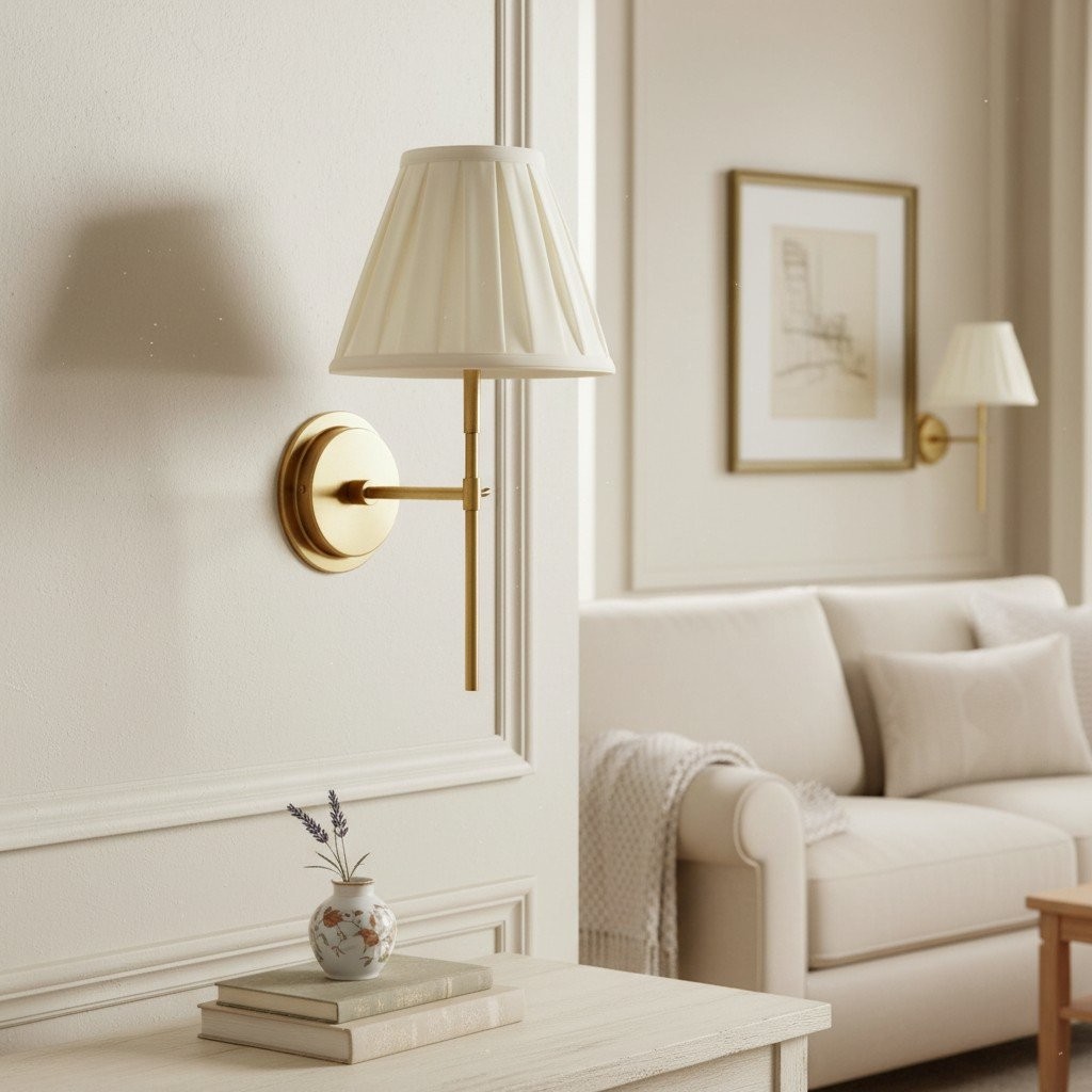 Cremaris Metal Wall Light with Fabric Shade - Timeless Sconce for Interior Lighting K1989