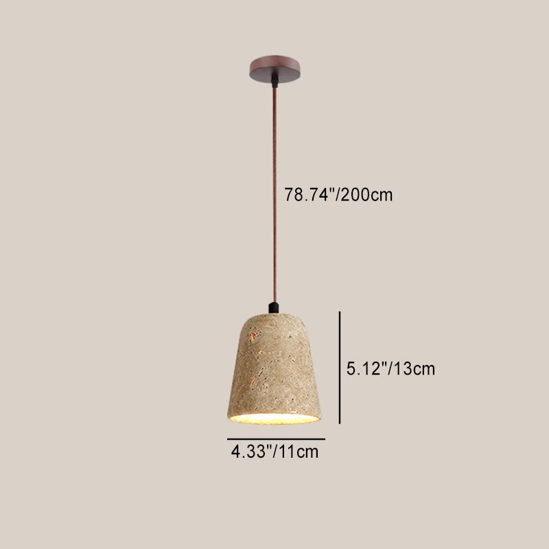 Traditional Japanese Travertine Wood Pendant Lamp K723