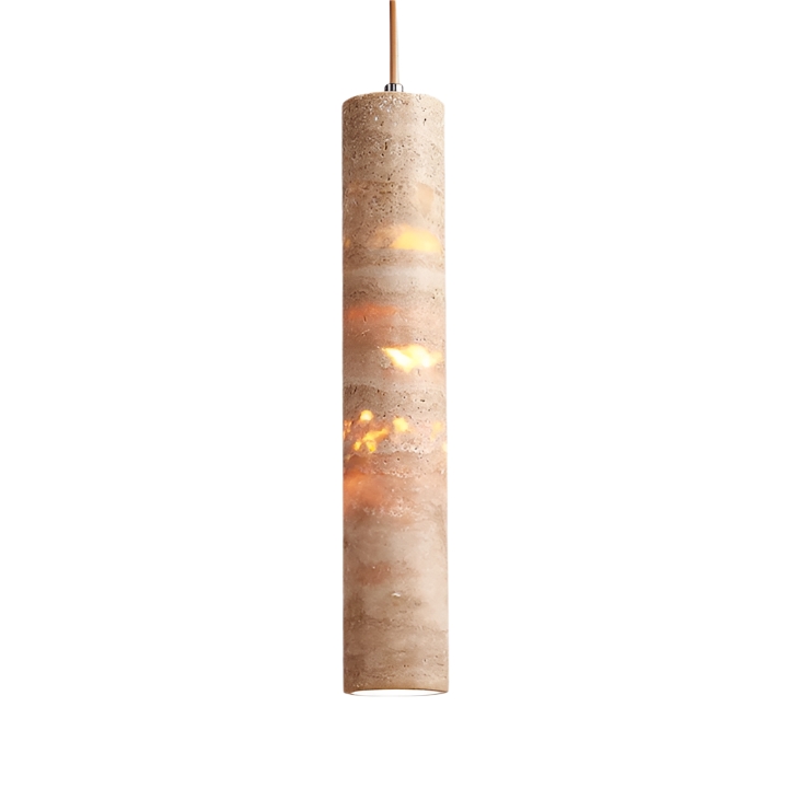 Cream Travertine Tube Pendant Light D912