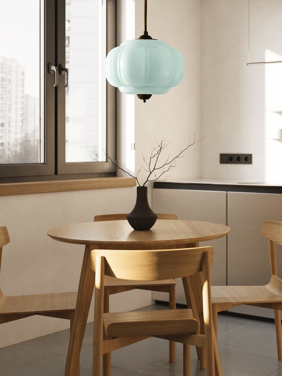 Eloise Vintage Pumpkin Glass Semi-Flush Mount Pendant Light K866