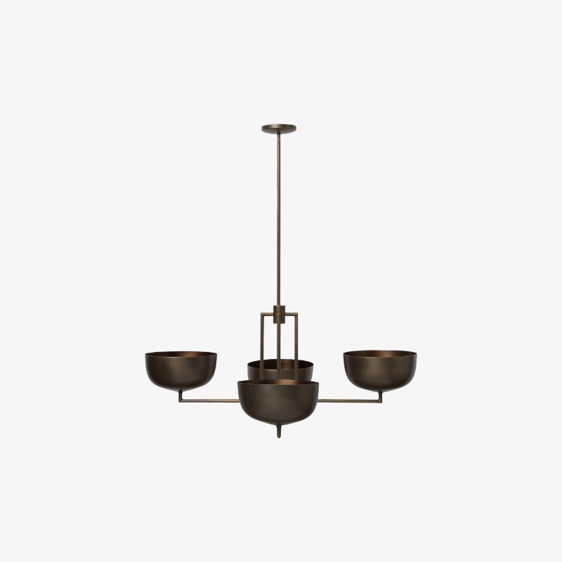 Lustrona Multi-Light Chandelier Metal Dome Shades - Streamlined Modern for Dining Room K1638