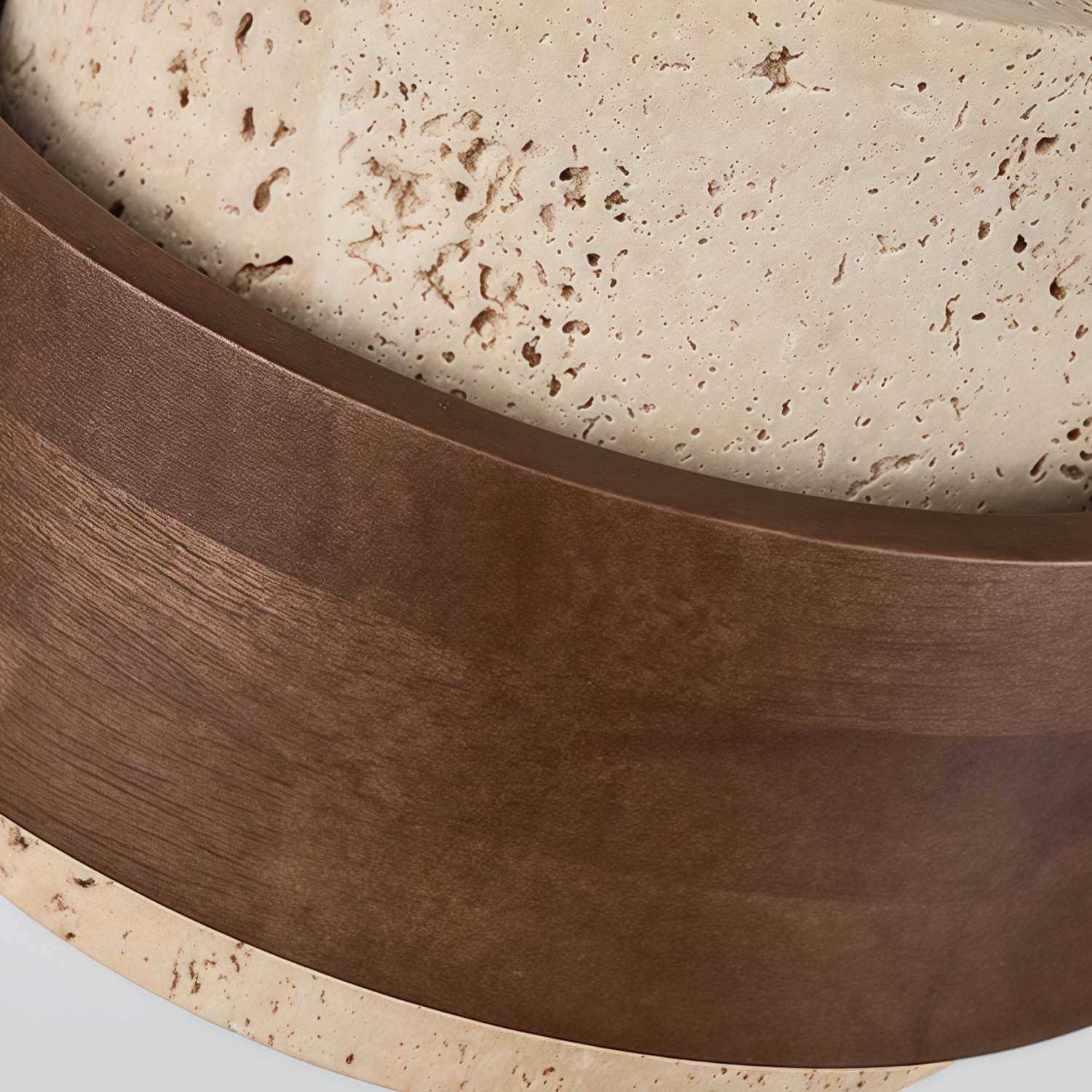 MokuStone Wabi Sabi Travertine Ceiling Lamp - Textured Stone Flush Mount Lighting for Home K2261