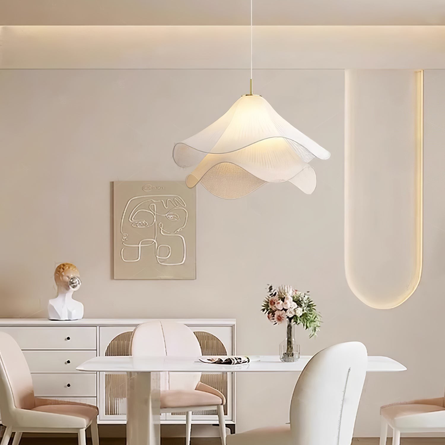 Ethereal Draped Shade Pendant Light – Modern Ambient Light for Bedrooms & Lounges K1192
