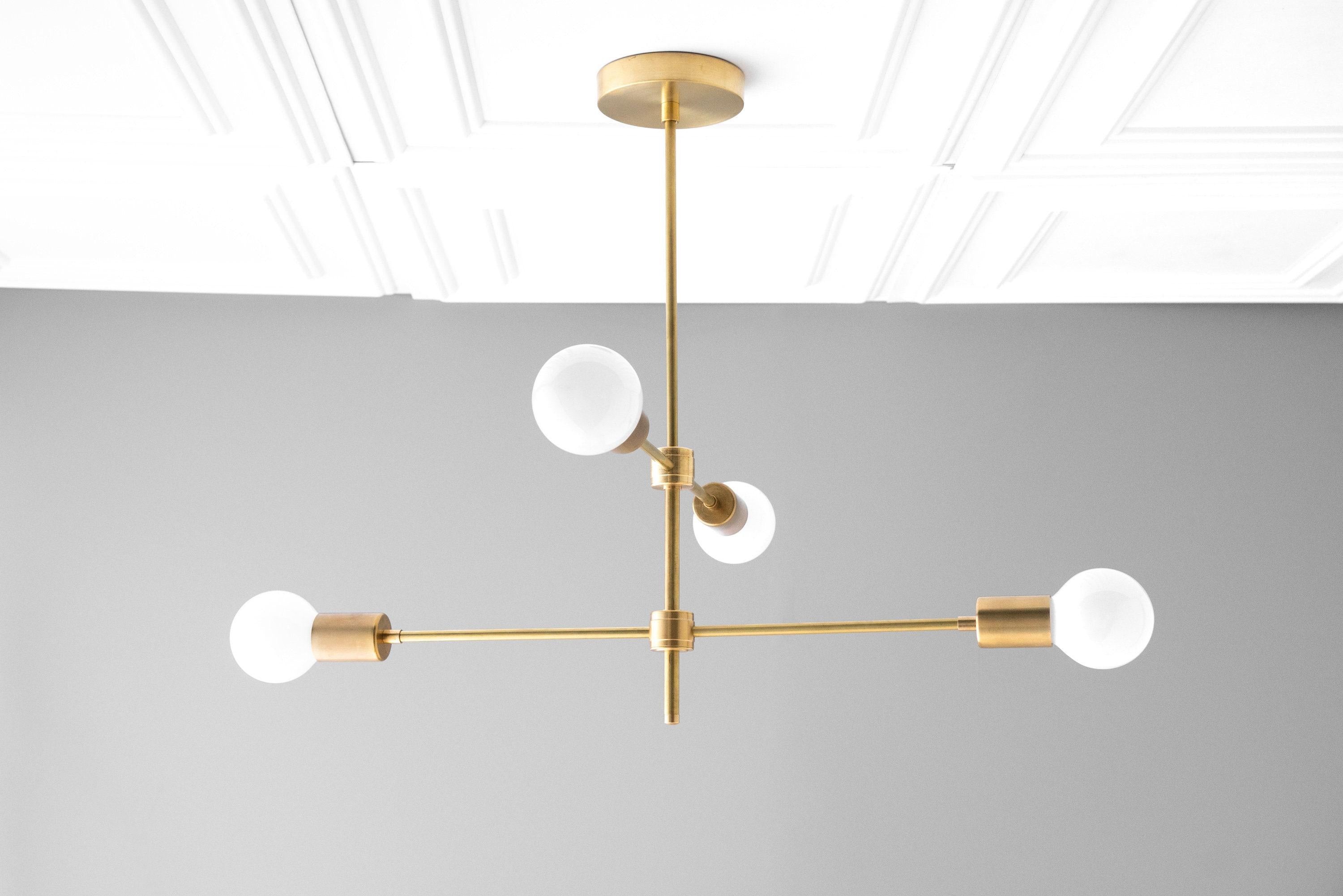 Mobilux Line Black and Brass Chandelier - Contemporary Globe Ceiling Hanging Light K1513