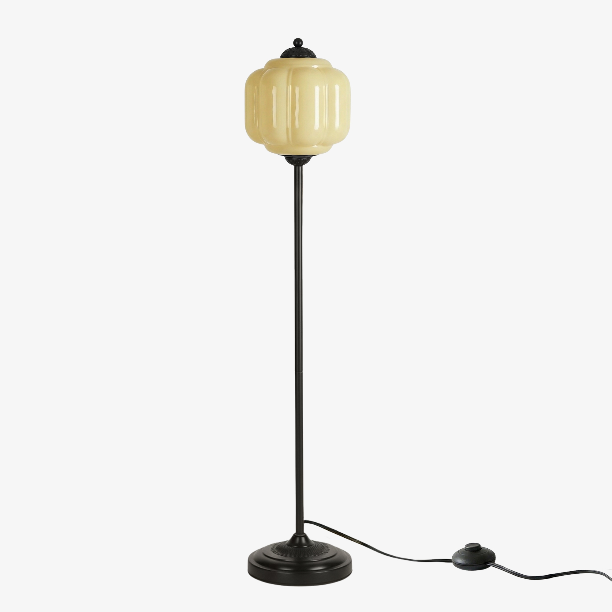 Eloise Handcrafted Retro Glass Floor Lamp - Lantern Form Floor Light for Reading Corners K2345