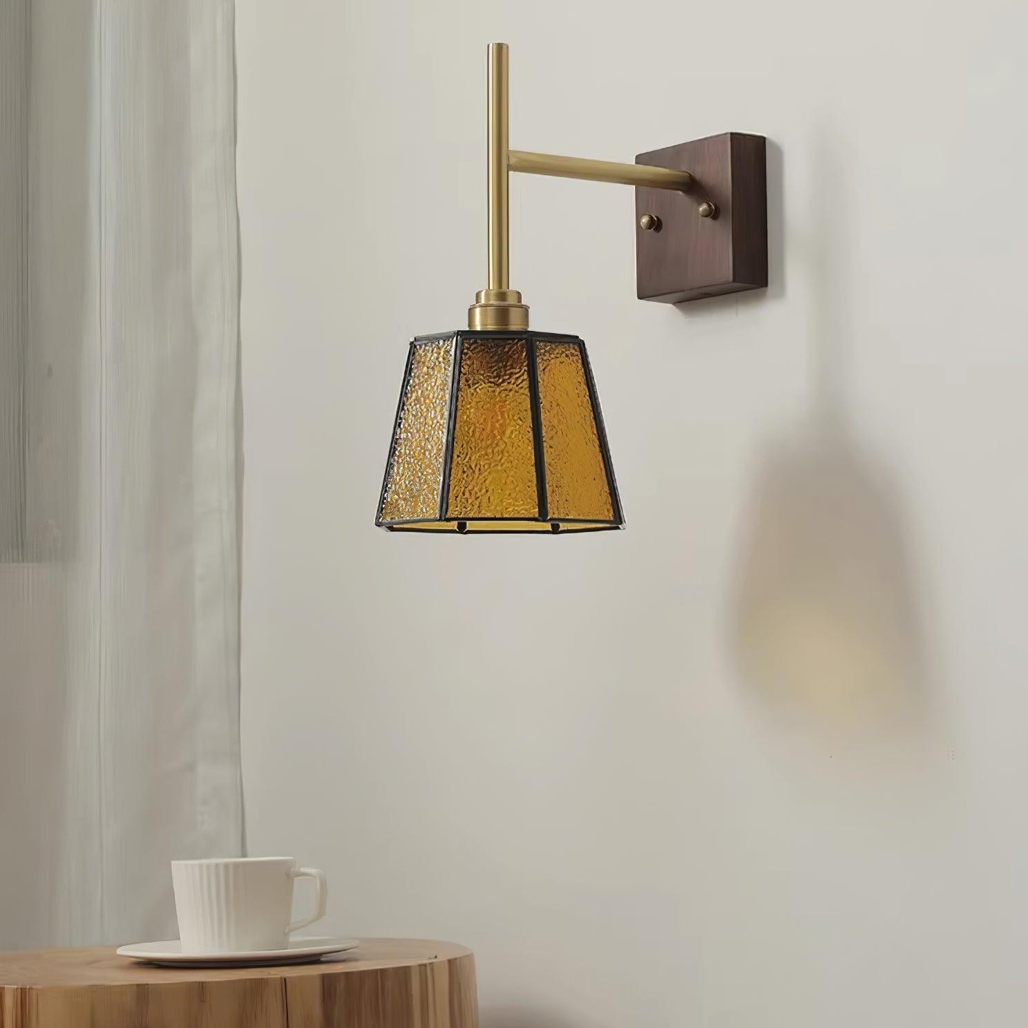 Vintage Brass Walnut Wall Lamp K754
