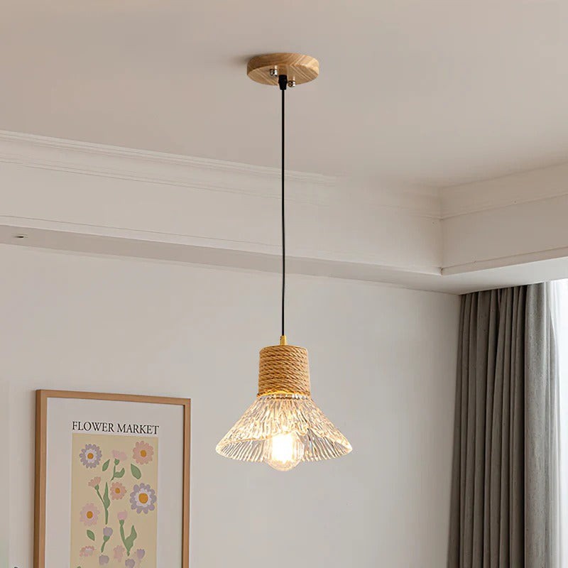 Hemp Rope Glass Pendant Lamp K1031