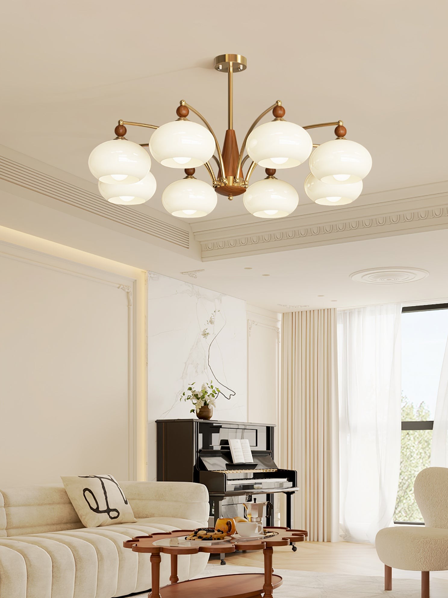 Vintage Multihead Persimmon Chandelier K623
