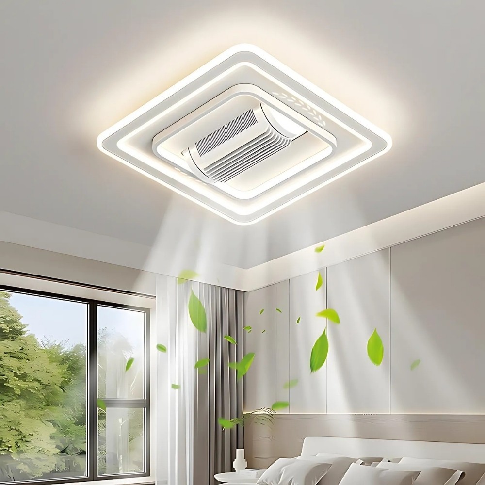 Modern LED Flat Quiet Bladeless Ceiling Fan LIght K1105
