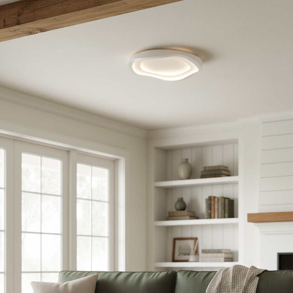 Aeris Elionis Ripple Pattern LED Ceiling Light - Minimalist Iron & Acrylic Flush Mount for Living Room K1770