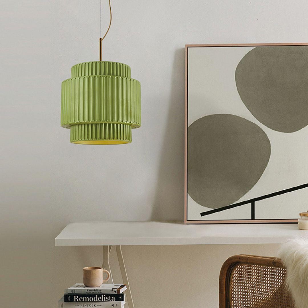 Cream Style Resin Drum Pendant Light K187