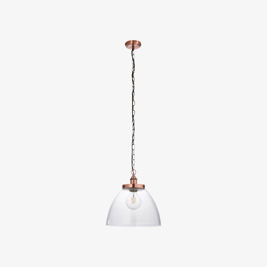 Novera Art Deco Dome Adjustable Height Glass Shade Pendant Light for Living Room K1980
