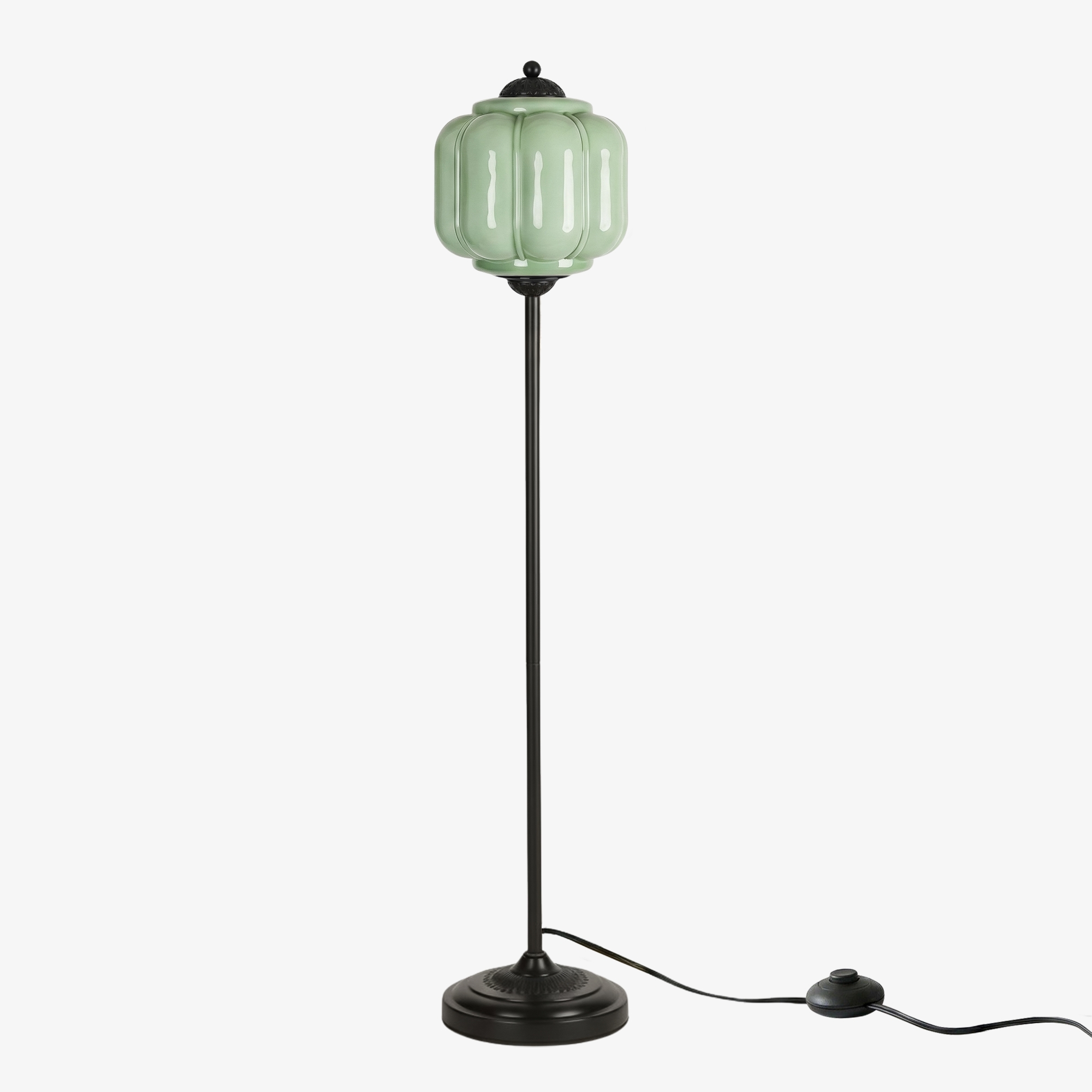 Eloise Handcrafted Retro Glass Floor Lamp - Lantern Form Floor Light for Reading Corners K2345