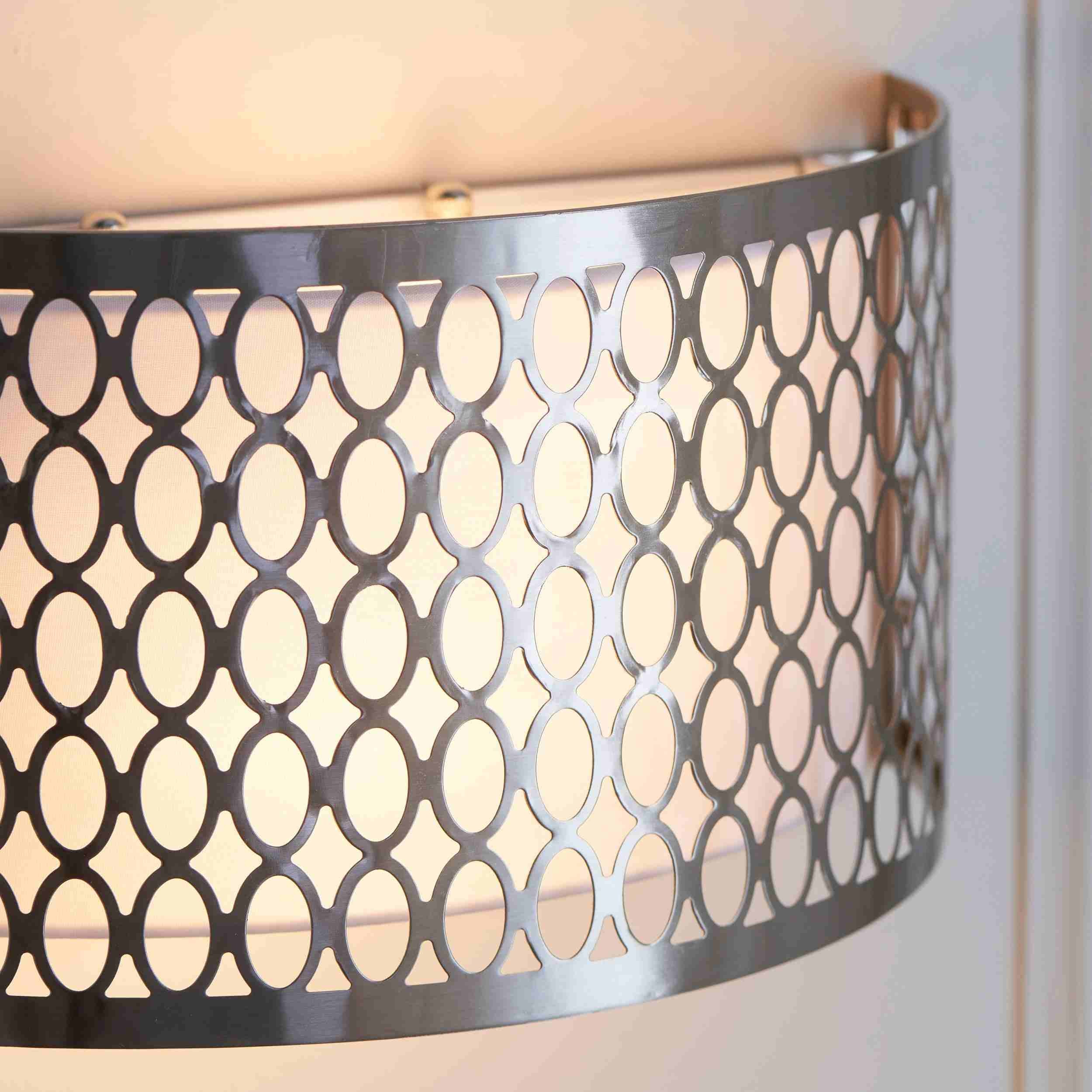 Liorin Fretwork Wall Light - Modern Curved Metal and Fabric Shade Sconce K1965